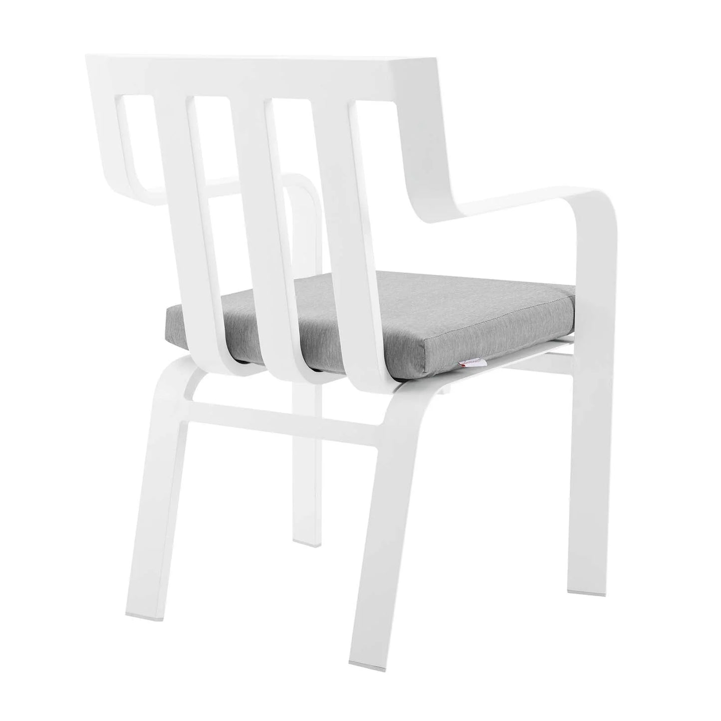 Lounge Chair Armchair, Set of 2, Aluminum, Metal, Steel, White Grey Gray, Modern Contemporary Urban Design, Outdoor Patio Balcony Cafe Bistro Garden Furniture Hotel Hospitality