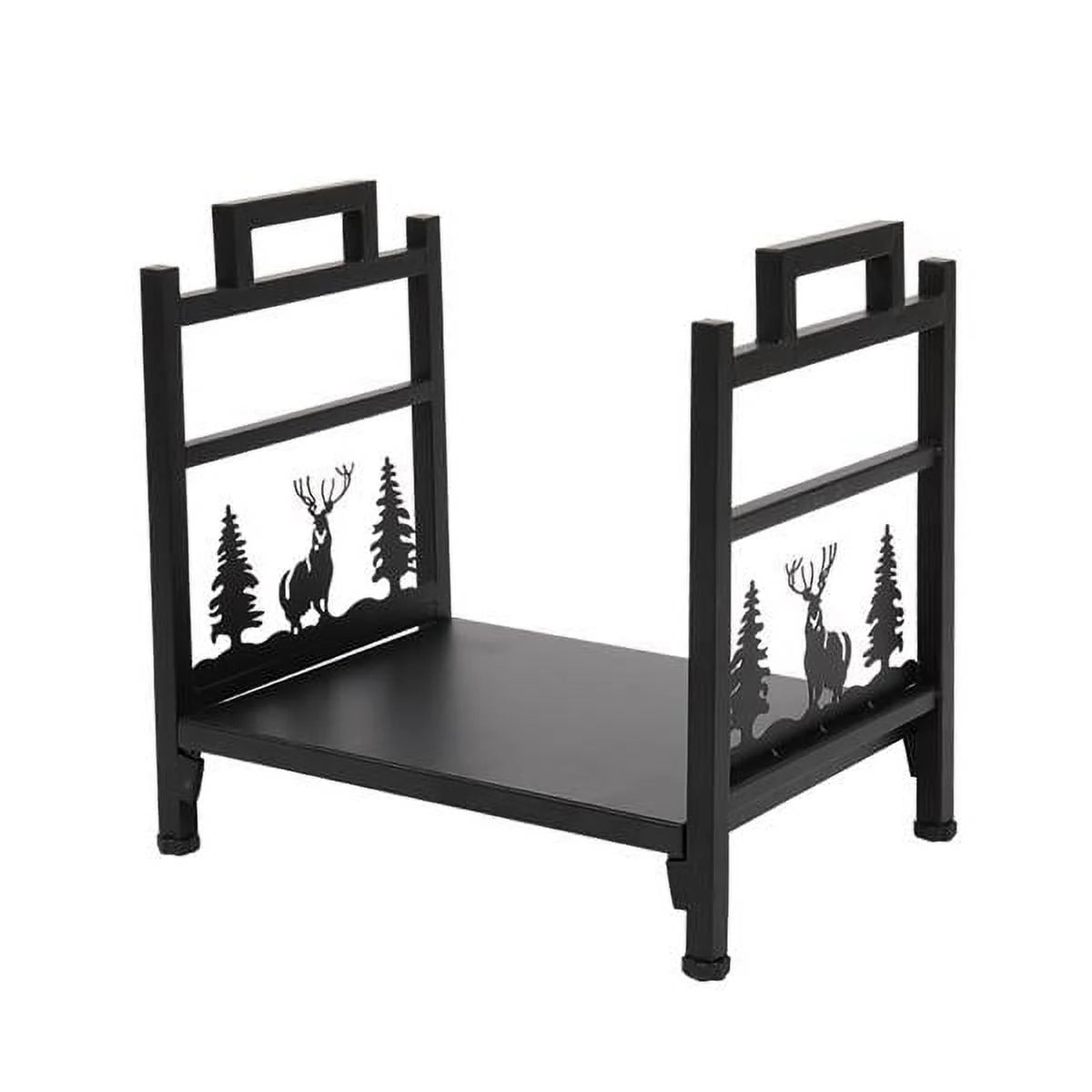 Hottest Small Firewood Rack Holder for Indoor Fireplace, Single-Tier Fire Wood Log Storage Stacker Stand for Outdoor Patio, Black