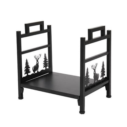 Hottest Small Firewood Rack Holder for Indoor Fireplace, Single-Tier Fire Wood Log Storage Stacker Stand for Outdoor Patio, Black