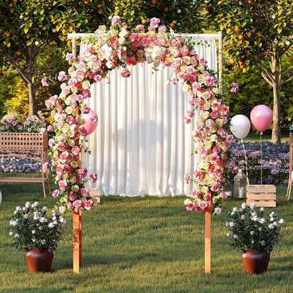 Moccha 7.7 FT Garden Arbor, 93" Wood Arbor Trellis for Climbing , Rose, Ivy, Outdoor Archway Pergola, Solid Wood Backdrop Stand, Garden Arch for Lawn Patio Bridal Party Pathway Ceremony Wedding