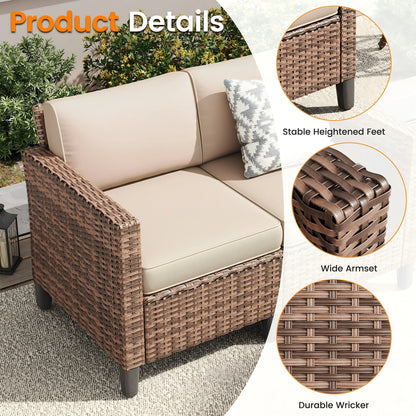 ELPOSUN Patio Furniture Sofa,All-Weather Outdoor Sofa,Outdoor Loveseat Sofa Couch,Weather Resistant Wicker Loveseat with Deep Seat Cushion (ONLY Patio Loveseat Sofa)