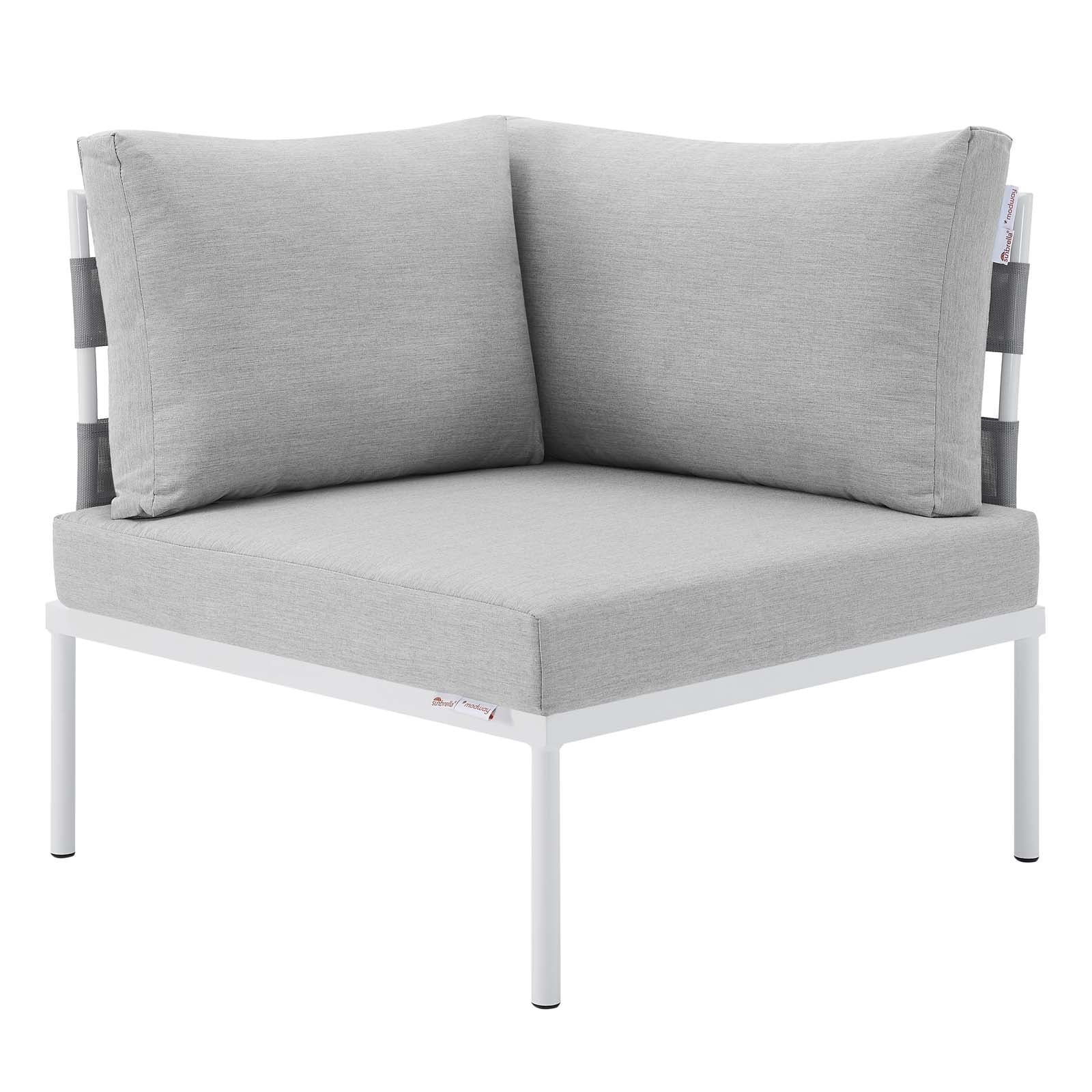 Modway Harmony 7-Piece Sunbrella® Outdoor Patio Aluminum Sectional Sofa Set in Gray Gray