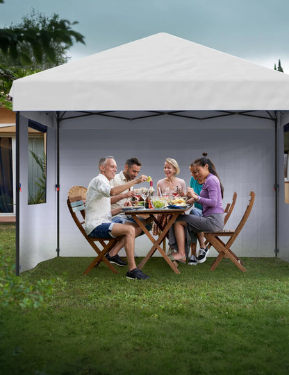Pinypikaka 10x10 Ft Pop up Canopy Tent with 210D Oxford Fabric, Instant Portable Shelter with 4Pcs Sidewalls 4 Sandbags for Patio Outdoor Activities