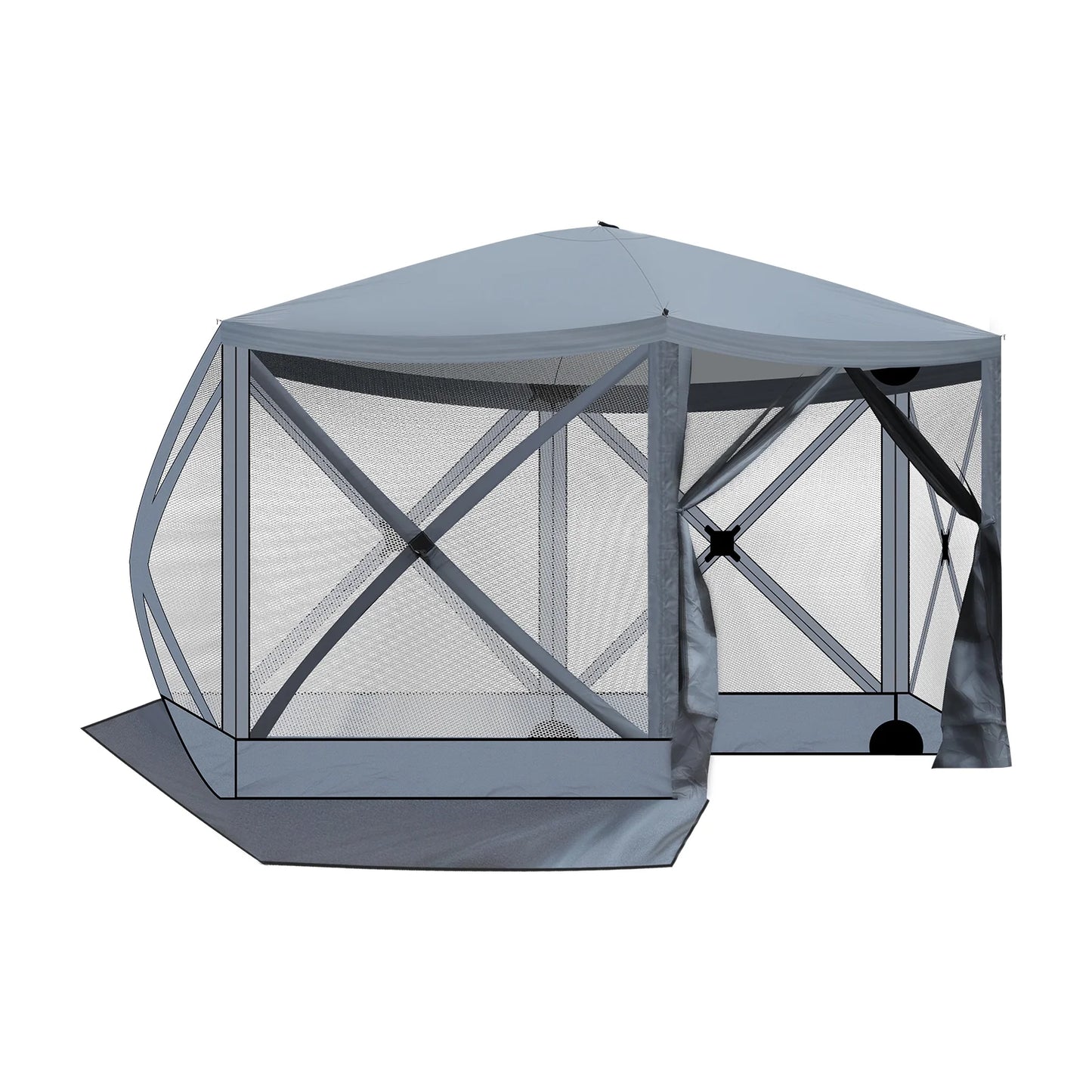 12'x12' Outdoor Pop-Up Canopy Tent - Dark Gray UV & Waterproof Gazebo with Mesh Sidewalls for Camping, Patio, Backyard - Easy 60-Sec Setup