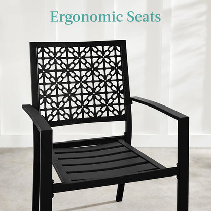 Best Choice Products 3-Piece Stackable Steel Outdoor Conversation Bistro Set, Patio Chat Furniture w/2 Chairs, Table- Black
