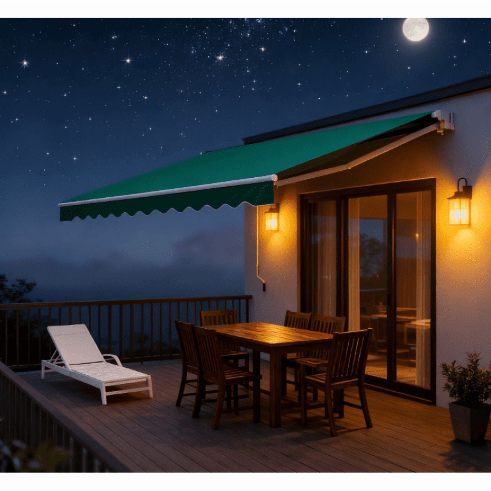Retractable Awning, Patio Awnings, Sunshade Shelter w/Manual Crank Handle On-Site