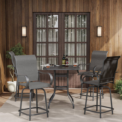 ECOPATIO Outdoor Swivel Bar Stool Collection Kids High Back Weather-Resistant - Set of 2, Light Gray