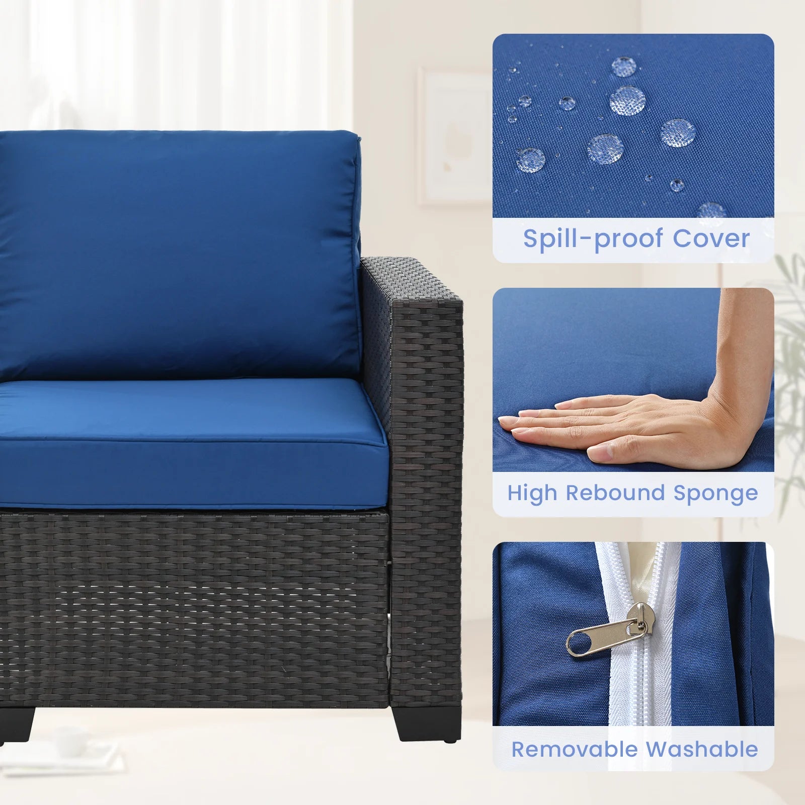 10 Pieces Patio Furniture Sets Outdoor,Manual Weaving Wicker Rattan Sectional Sofa Patio Conversation Sets with Cushions & Coffee Table with Hidden Storage for Outside, Balcony, Porch