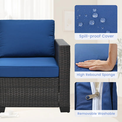 10 Pieces Patio Furniture Sets Outdoor,Manual Weaving Wicker Rattan Sectional Sofa Patio Conversation Sets with Cushions & Coffee Table with Hidden Storage for Outside, Balcony, Porch