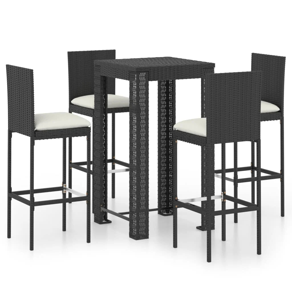 vidaXL Patio Bar Set Outdoor Bistro Set Bar Stool Bistro Table Poly Rattan