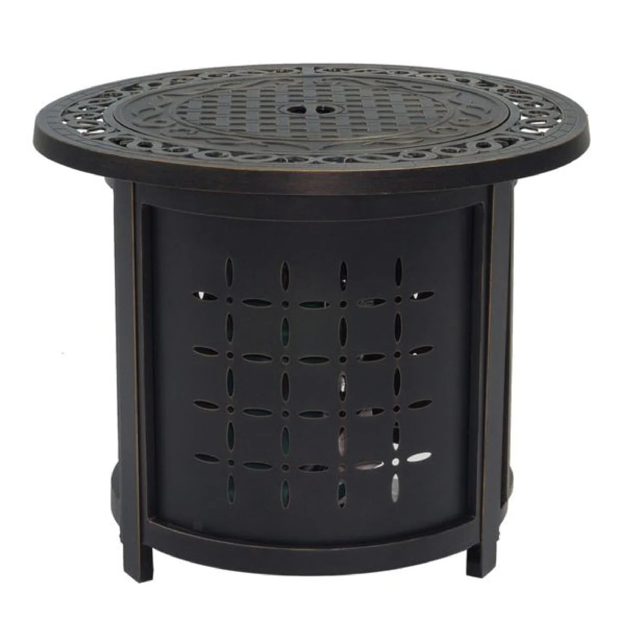 iPatio Outdoor Cast Aluminum 30" Round Firepit Table: Durable and Modern Patio Firepit Table with Lid and Glass Firebeads for Outdoor Heating and Entertainment