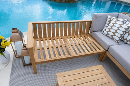 Laguna 4-Piece Eucalyptus Wood Outdoor Patio Conversation Sectional Set w/3-Piece Sectional and Coffee Table