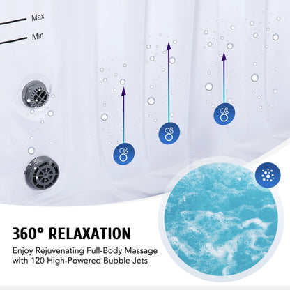 CO-Z 6.8x6.8ft PVC Round Inflatable Spa Tub w 130 Massaging Jets for Patio & More for 4-6 person Blue