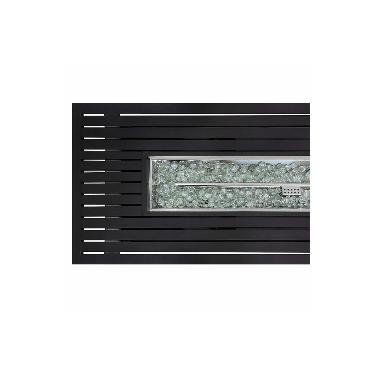 Hiland AZ Patio Heaters Outdoor Rectangle Fire Pit in Black Mocha with Wind Screen