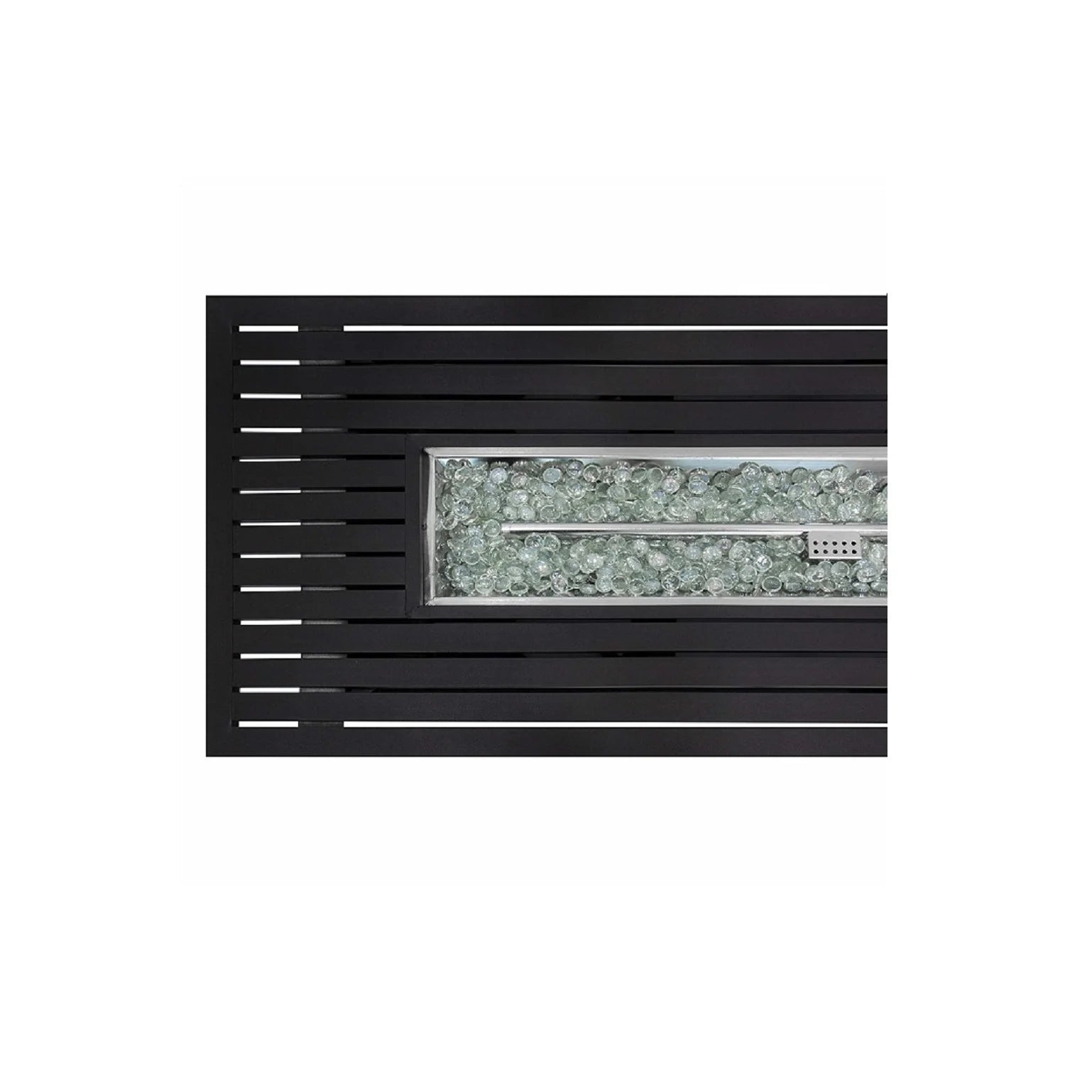 Hiland AZ Patio Heaters Outdoor Rectangle Fire Pit in Black Mocha with Wind Screen