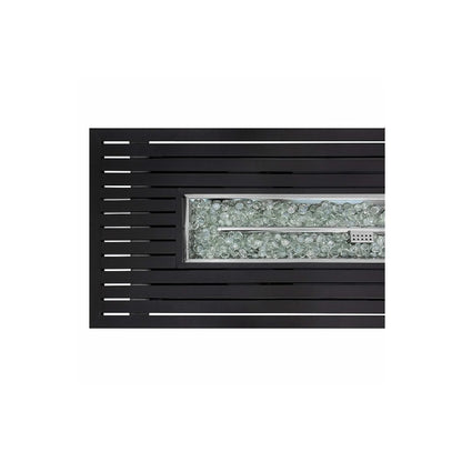 Hiland AZ Patio Heaters Outdoor Rectangle Fire Pit in Black Mocha with Wind Screen
