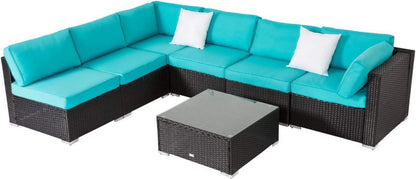 14 Piece Patio Cushion Covers Replacement - Outdoor Couch Cushion Slipcovers with Zipper for Sectional Sofa Furniture Set, Washable Outdoor Covers Only (Turquoise)