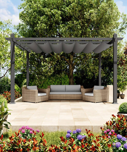 Huisuilinss Retractable Pergola,Aluminum Pergola,Outdoor Pergola,Metal Patio Pergola With Adjustable Canopy,Reinforced Frame Sun Shade Shelter For Backyard Porch Lawn Deck Garden