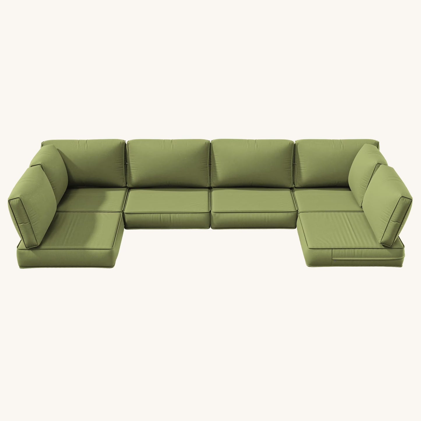 Snubbull 6-Seat Sectional Outdoor Patio Replacement Cushions Set, 25.5" x 25.5", 5" Foam High-Density, 14-Piece Water-Resistant Outdoor Cushion for Patio Conversation Sets, Liner& Cover, Sand