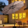 Costway 10ft Patio Solar Umbrella LED Patio Market Steel Tilt w/Crank Outdoor (Tan)