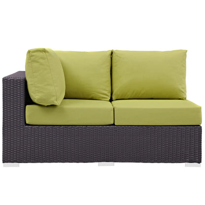 Modway Convene Outdoor Patio Left Arm Loveseat in Espresso Red
