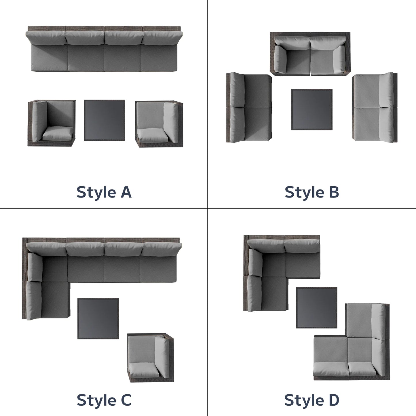 7 Piece Outdoor Patio Furniture Set, Asofer Rattan Wicker Outdoor Conversation Sectional Sofa Set, Gray