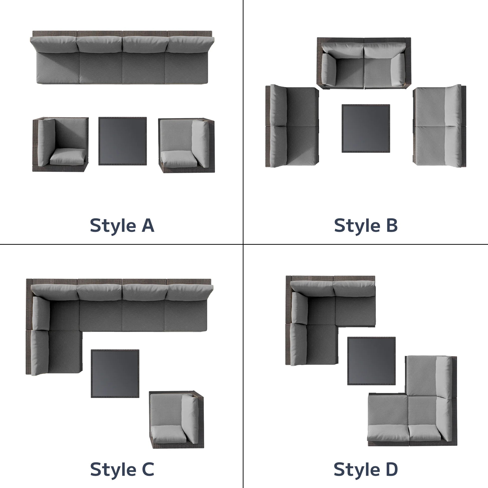 7 Piece Outdoor Patio Furniture Set, Asofer Rattan Wicker Outdoor Conversation Sectional Sofa Set, Gray