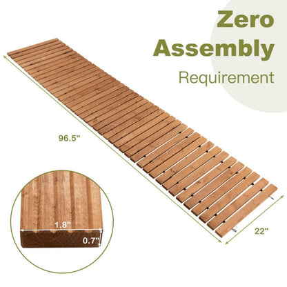 Yardi Yard 8 Feet Roll-out Weather-Resistant Patio Hardwood Pathway, 22 Inch Wide High-Grade Fir Wood Garden Pathway, Hardwood Pathway for Outdoor as Porch, Yard, Light Brown