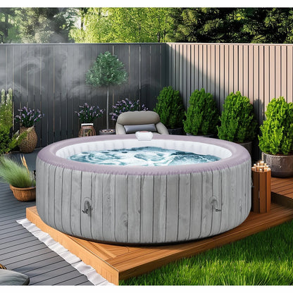 6-8 Person Portable Hot Tub, 82in Inflatable Home Spa Tub with Cup Holders, 4 Filters, 130 Massage Jets, Patio Hot Tub with Storage Bag Lockable Cover Floor Mat, Max 104° F