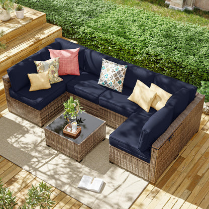 Kimunuk 14 Pcs Outdoor Cushion Slipcovers, Replacement Outdoor Patio Cushion Covers with 3 Size, Waterproof and Zippered, Fit for Outdoor Furniture, Patio Sofa Couch, Covers Only, Navy Blue