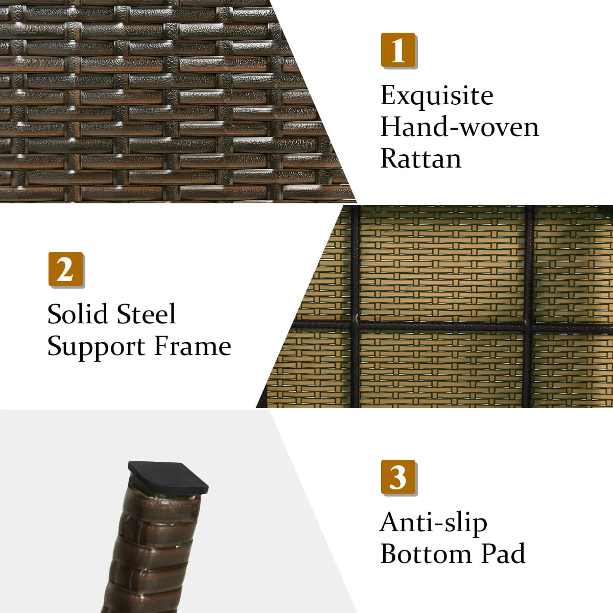 Patiojoy Folding PE Rattan Wicker Side Coffee Table Patio Garden Outdoor