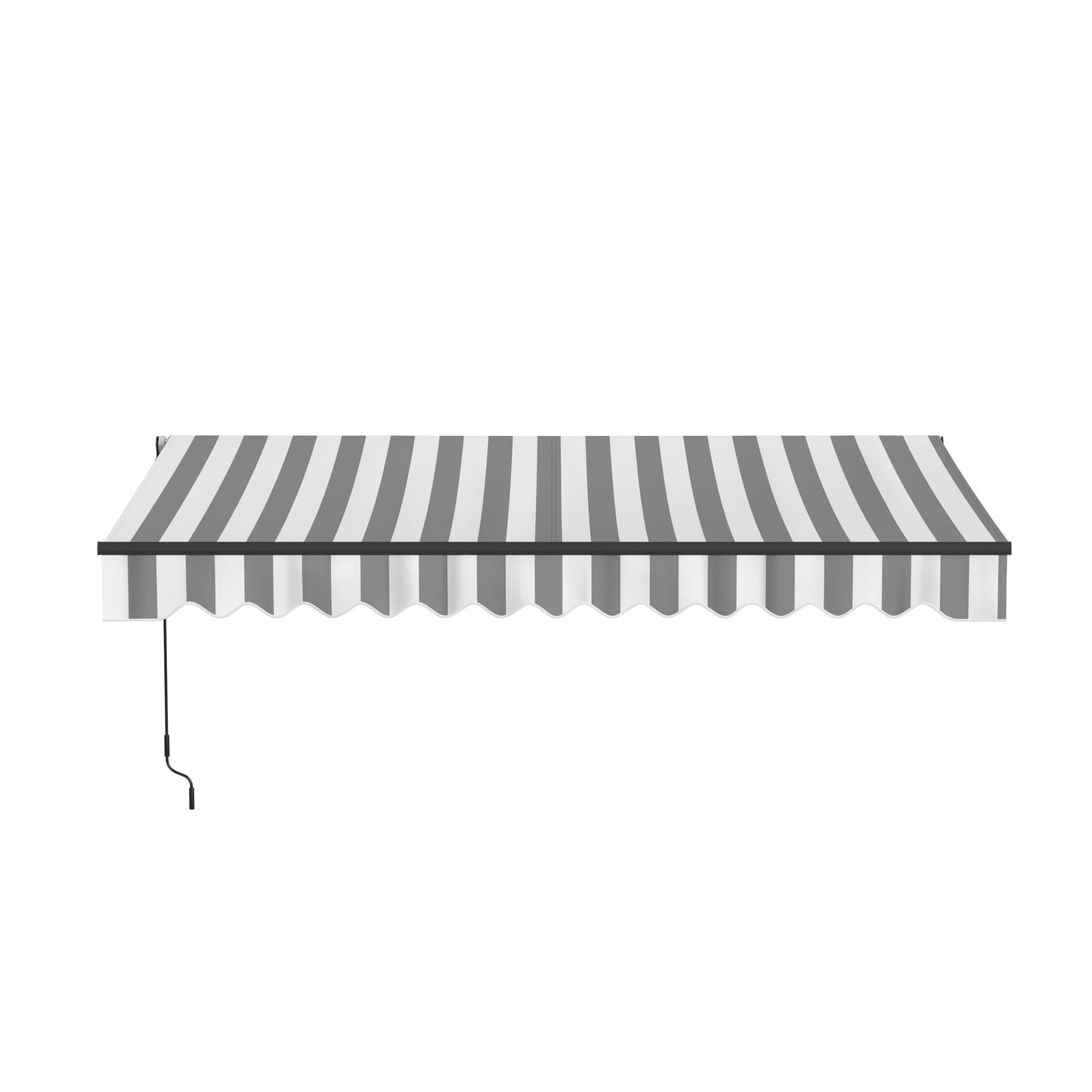 ALEKO 13' x 10' Manual Retractable Grey White Stripes Patio Awning Sunshade