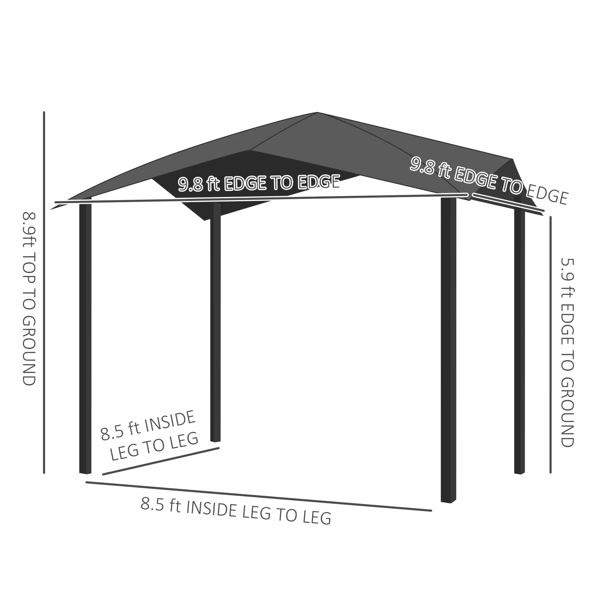 Outdoor Umbrellas Outsunny 10' x 10' Soft Top Patio Gazebo Outdoor Canopy with Unique Geometric Design Roof, All-weather Steel Frame, Gray,Patio Shades