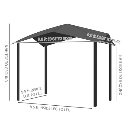 Outdoor Umbrellas Outsunny 10' x 10' Soft Top Patio Gazebo Outdoor Canopy with Unique Geometric Design Roof, All-weather Steel Frame, Gray,Patio Shades