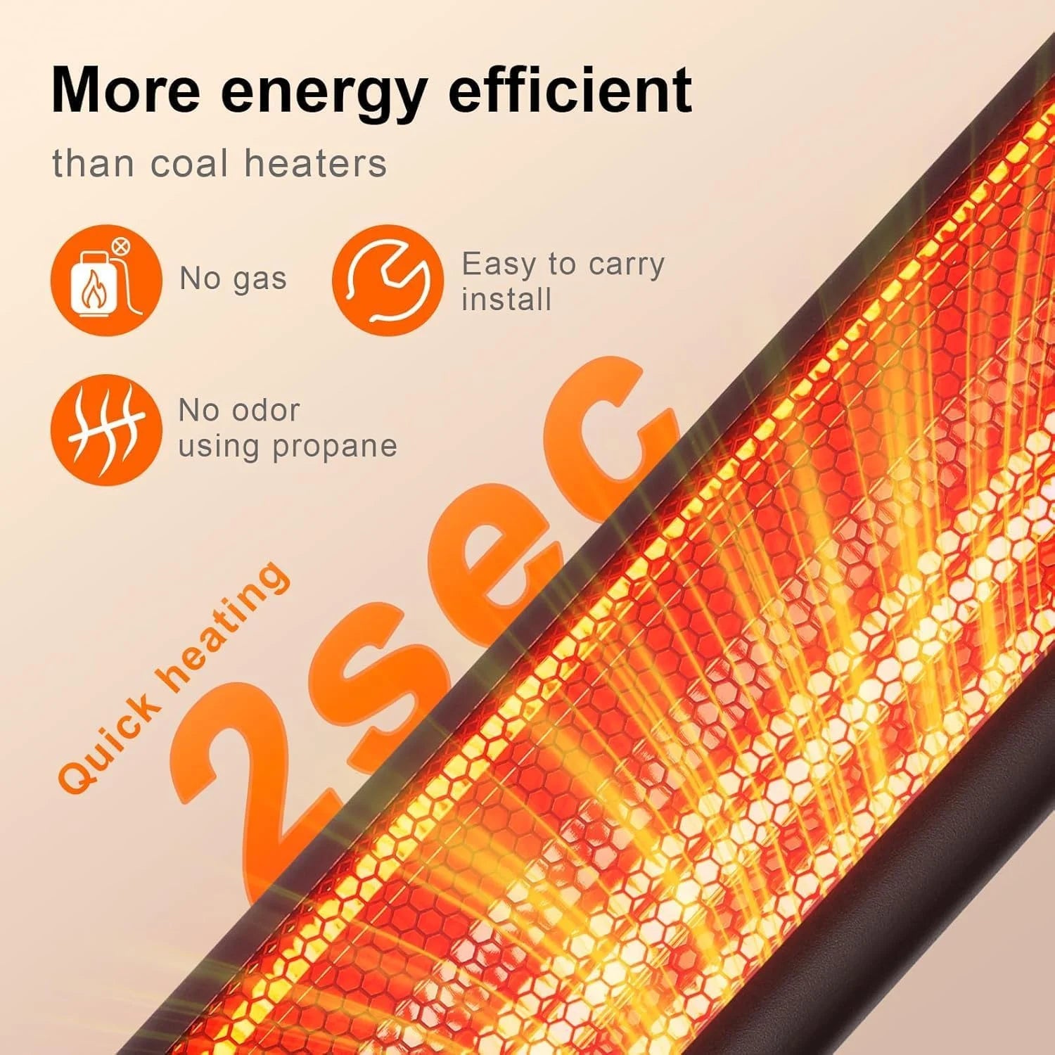 Acekid Outdoor Heater for Patio, 1500W Electric Outdoor Heater With 3 Heating Level (500W/1000W/1500W), Portable Fast Heat Garage Heater
