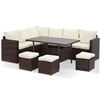 Superjoe 7 Pcs Outdoor Wicker Dining Set Patio Sectional Conversation Set with Table,Steel Frame,Ivory