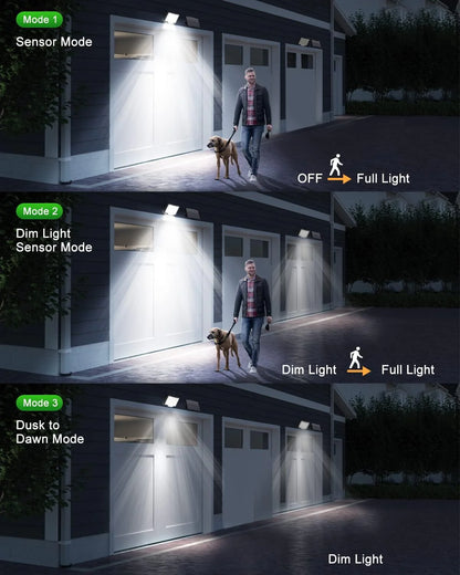 SZRSTH Solar Outdoor Lights - LED Motion Sensor Light with Remote Waterproof Security Flood Light for Patio Garage Porch Yard, 1 Pack