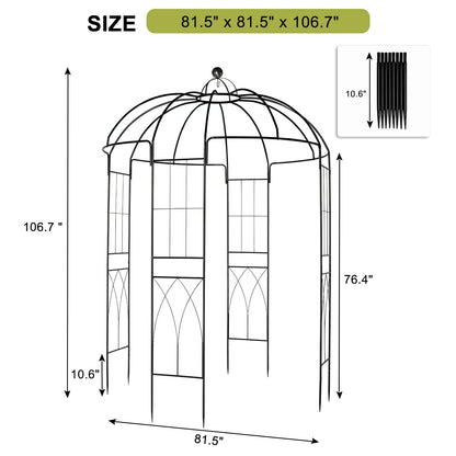 IVV Birdcage Shape Garden Arch, 8.9'Hx6.8'Dia, Pergola Plant Climbing Trellis Arbor Heavy Duty Metal Gazebo Garden Arch for Outdoor Arbor Climbing Plants Backyard Patio Wedding Ceremony, Black