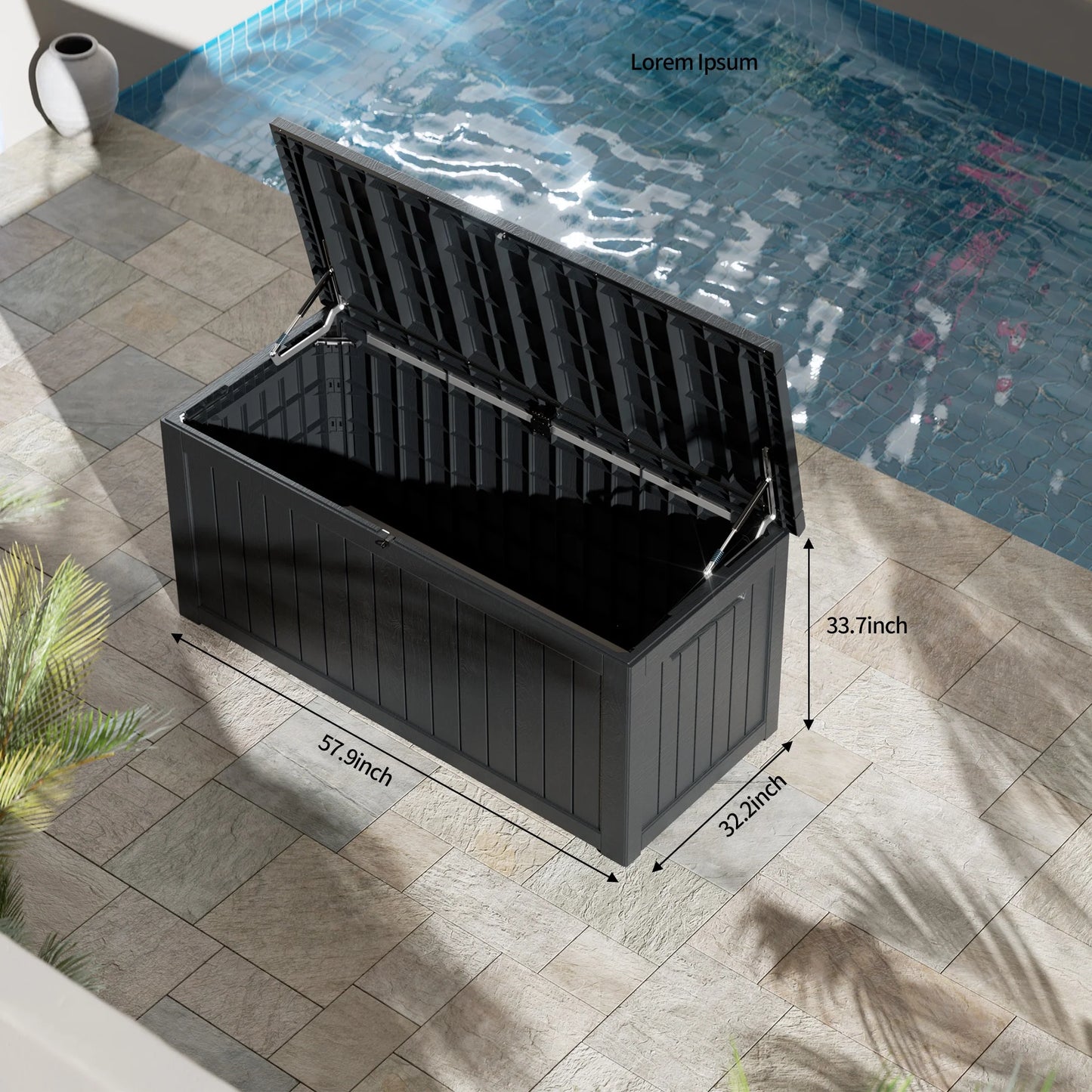 CIRUI 230 Gallon Double-Wall Resin Deck Box - Lockable Waterproof Outdoor Storage Box, 1000lbs Capacity & Doubles as Seating for Patio Furniture - Garden Tools, Pool Accessories (Black)
