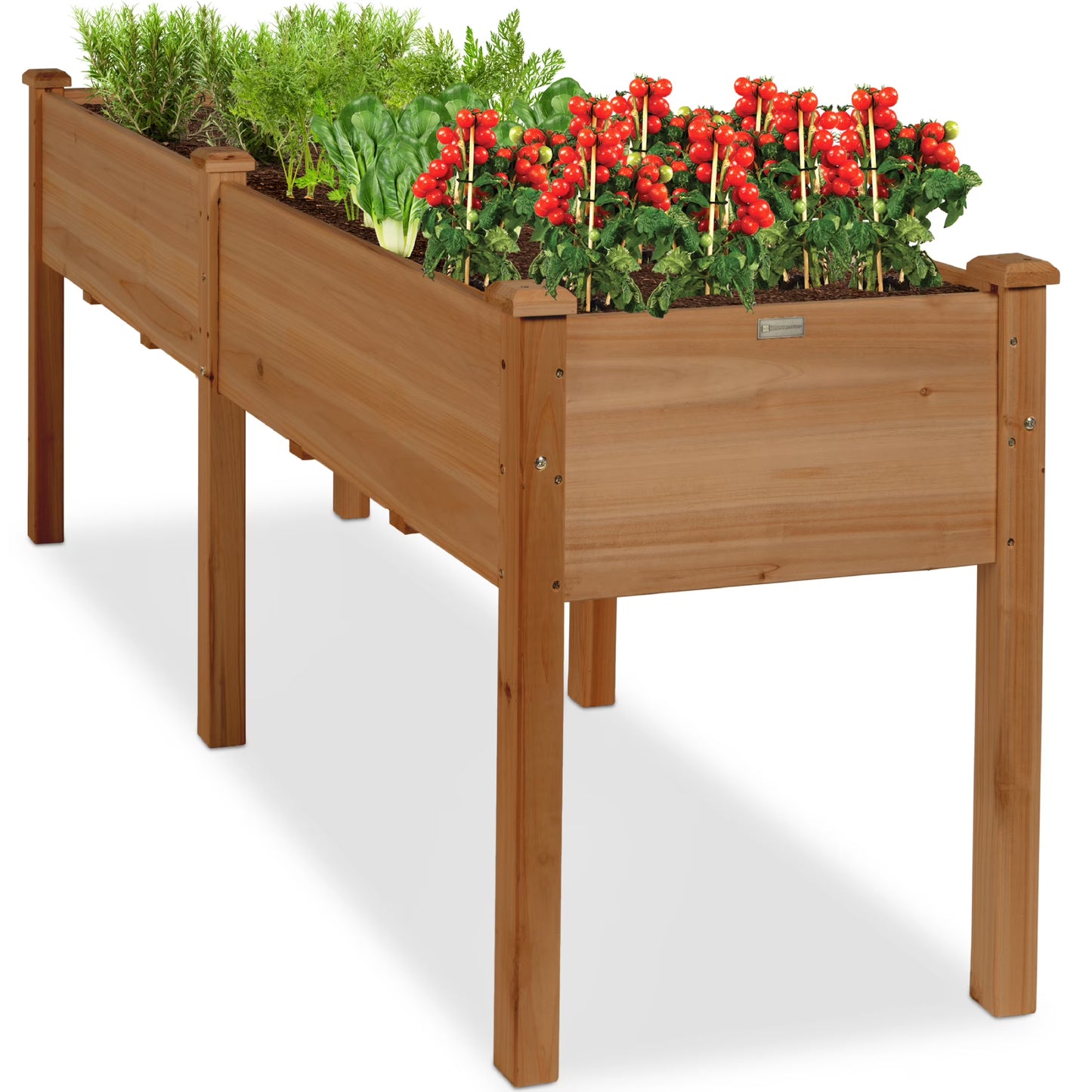 Best Choice Products 72x24x30in Raised Garden Bed, Elevated Wood Planter Box for Patio w/Divider Panel - Gray