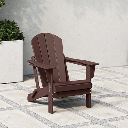 Westintrends Outdoor Folding HDPE Adirondack Chair, Patio Seat, Weather Resistant, Dark Brown
