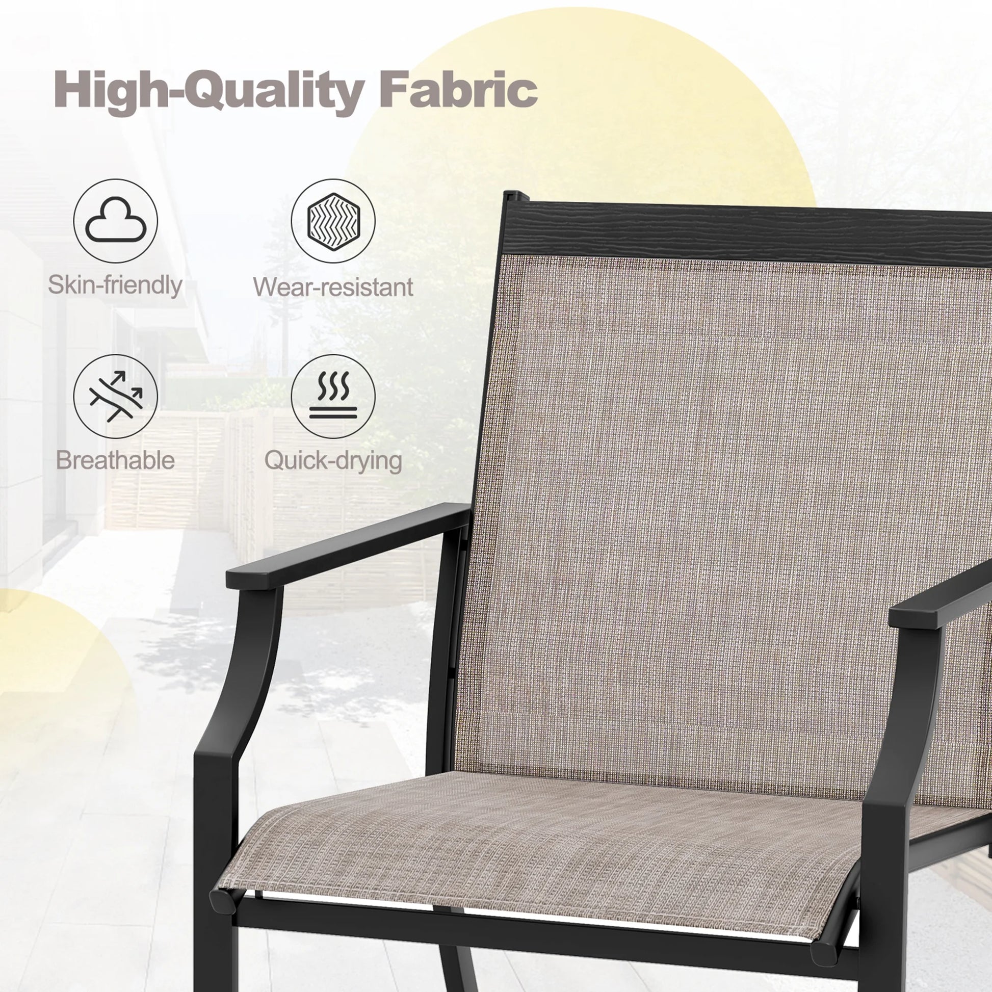 Gymax Set of 2 Patio Dining Chairs Outdoor Armchairs w/Sturdy Metal Frame Coffee