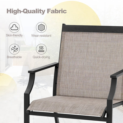 Gymax Set of 2 Patio Dining Chairs Outdoor Armchairs w/Sturdy Metal Frame Coffee