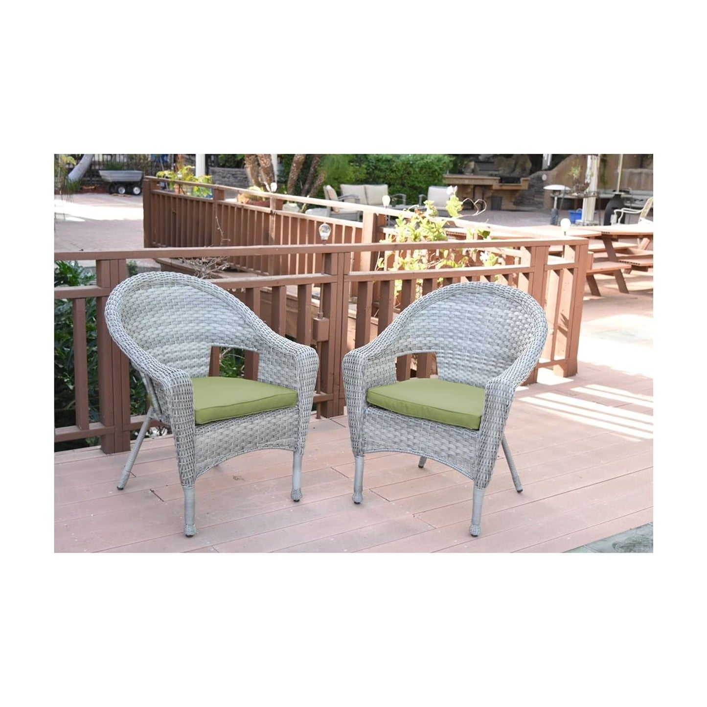Jeco Clark Wicker Patio Chair in Gray and Midnight Blue (Set of 2)