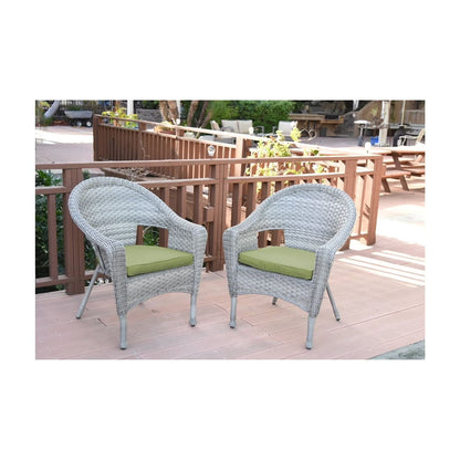 Jeco Clark Wicker Patio Chair in Gray and Midnight Blue (Set of 2)