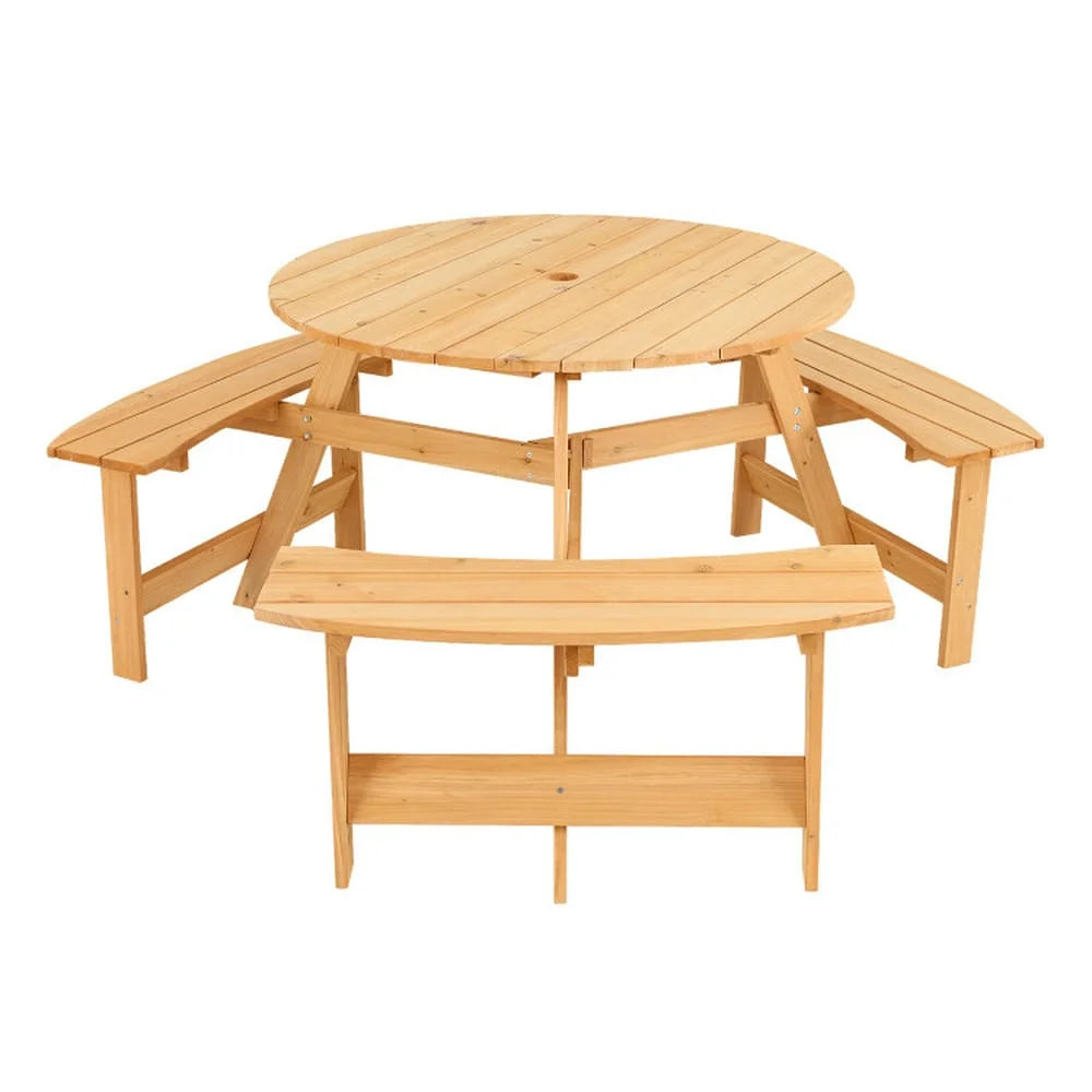 Aimee Lii Kids Outdoor Wooden Picnic Table and Bench Set with Umbrella Hole, Outdoor Patio Furniture for Pool Deck Backyard, Sturdy-Natural