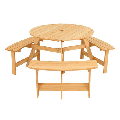 Aimee Lii Kids Outdoor Wooden Picnic Table and Bench Set with Umbrella Hole, Outdoor Patio Furniture for Pool Deck Backyard, Sturdy-Natural