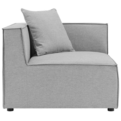 Modway Saybrook Outdoor Patio Upholstered Loveseat and Ottoman Set in Gray