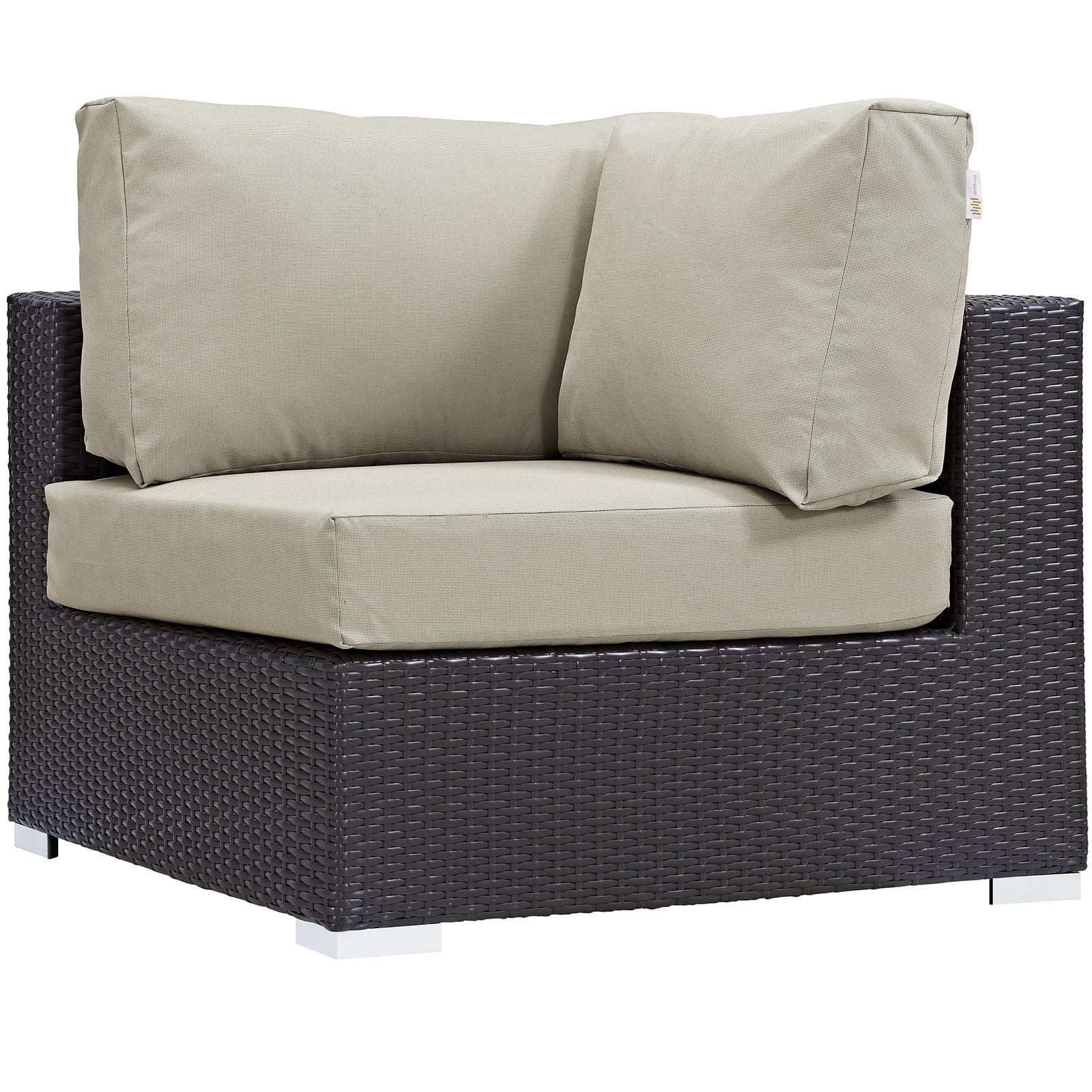 Modway Convene 6 Piece Outdoor Patio Sectional Set in Espresso Beige