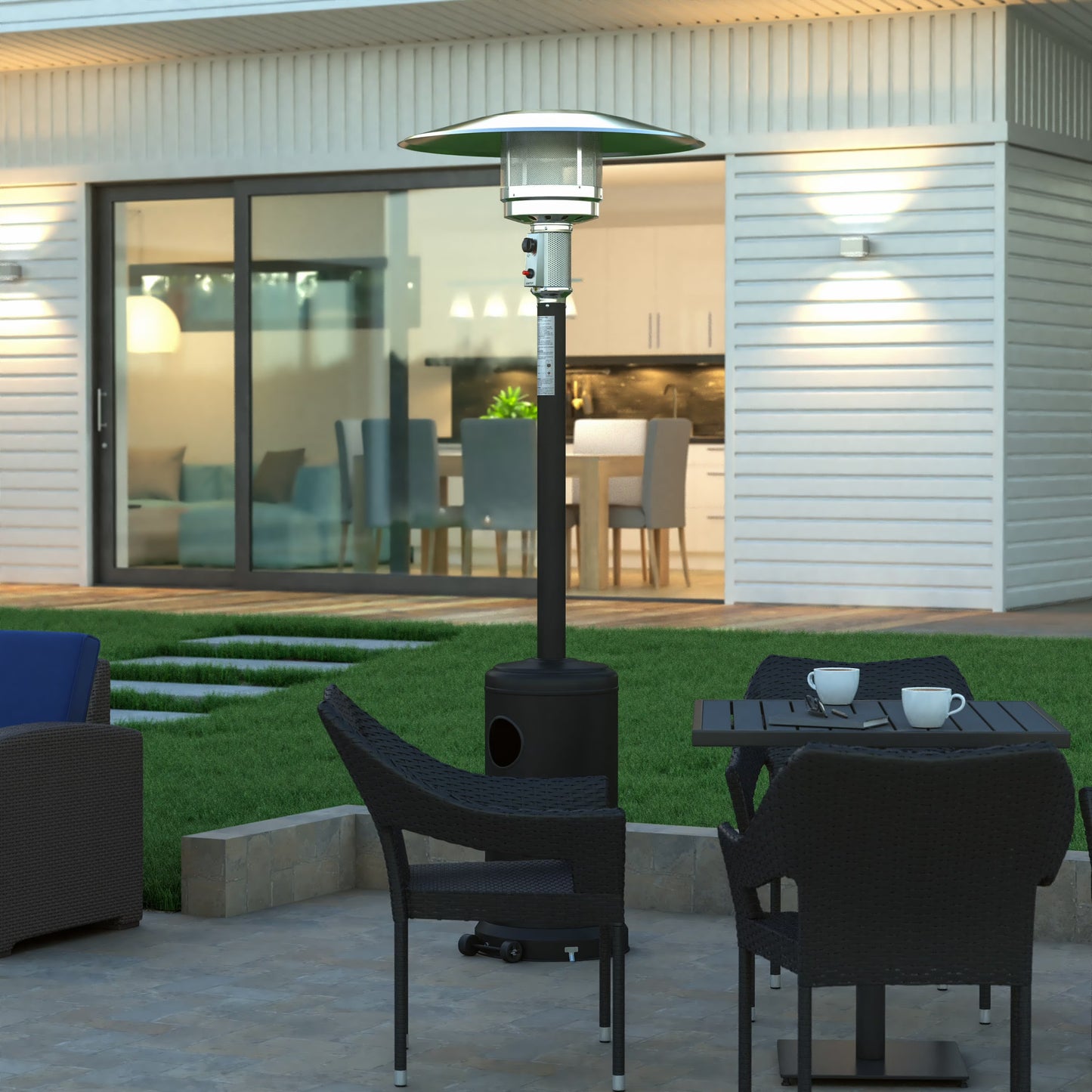 Emma + Oliver Outdoor Patio Heater - Bronze - 7.5 Feet Round Steel Patio Heater - 40,000 BTU's